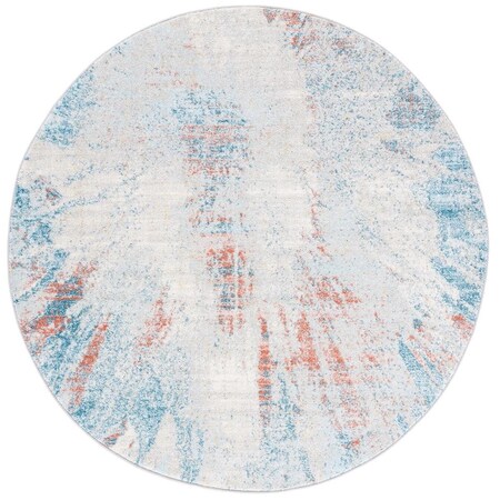 Safavieh 6 ft. 7 in. x 6 ft. 7 in. Tulum Power Loomed Round Area Rug; Blue & Pink TUL228M-7R